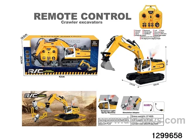 Three-in-One 2.4G 14-channel tracked remote-controlled excavator/drilling machine/stone-grabbing machine