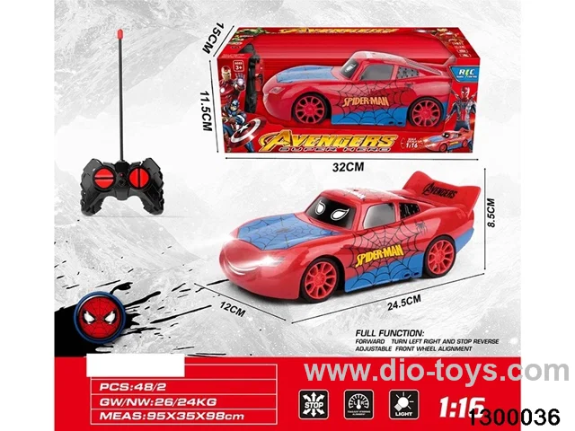 16 Four-way remote control car with headlights (Spider-Man) (Without battery pack)