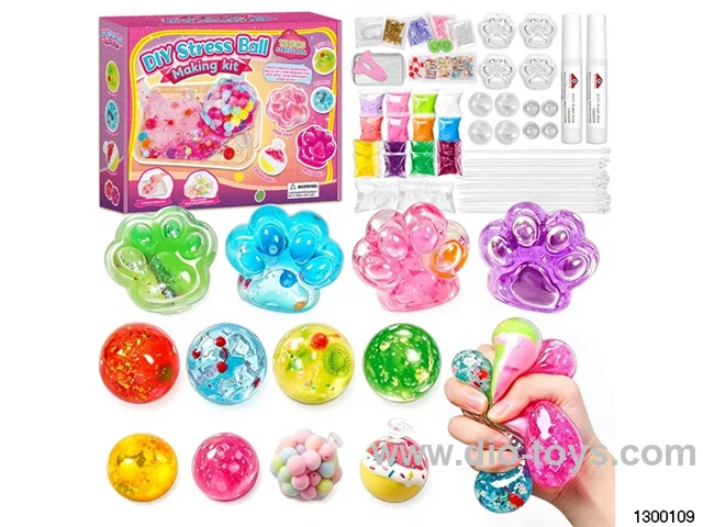 DIY Ice Hockey Slime Cat Claw Squeezable Ball 12-piece Set Stress-relieving Handmade Toy