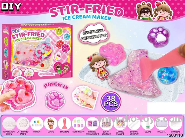 DIY Girl's Ice Hockey Slime Cat Claw Squeezing Relaxation Set
