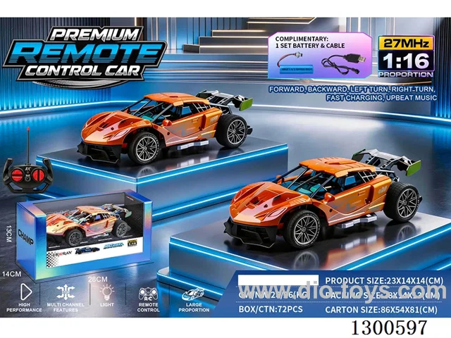 1:16 High-Speed Ferrari 4ch RC Car, Red/Orange, battery included