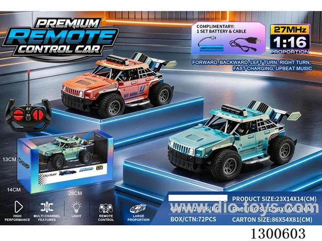 1:16 High-Speed Hummer 4ch RC Car (Red, Blue; battery included)