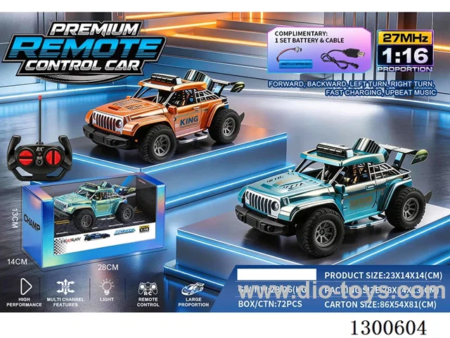 1:16 High-Speed Jeep Wrangler 4ch RC Car (Red, Blue; battery included)