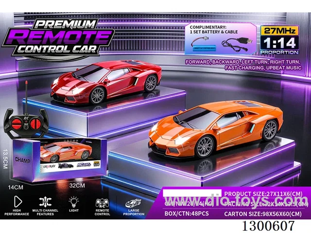 1:14 4ch RC Car Lamborghini Aventador, Orange, Red (battery included)