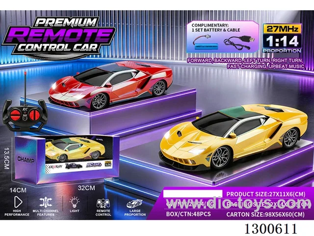 1:14 4ch RC Car Lamborghini, Yellow, Red (battery included)
