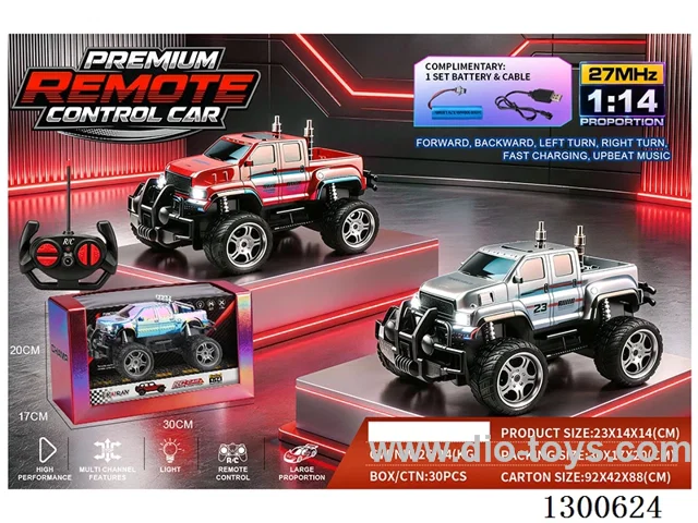 1:14 4ch Off-Road RC Car Pickup Truck, Red, Silver (battery included)