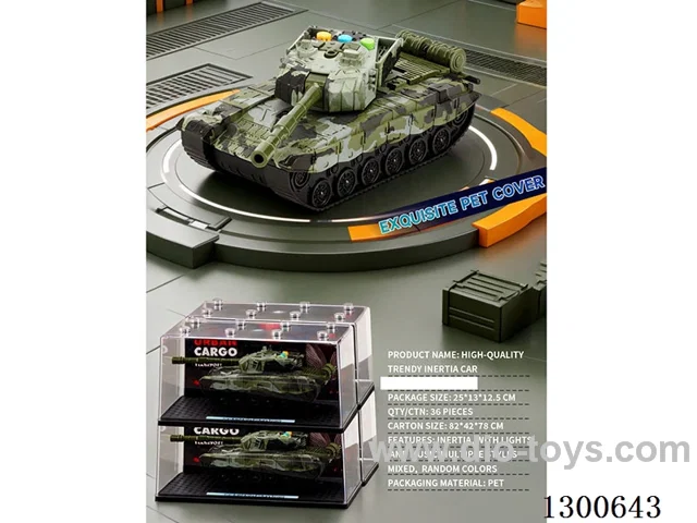 1:24 Tank (inertia car) with lights, music, and openable doors, battery included