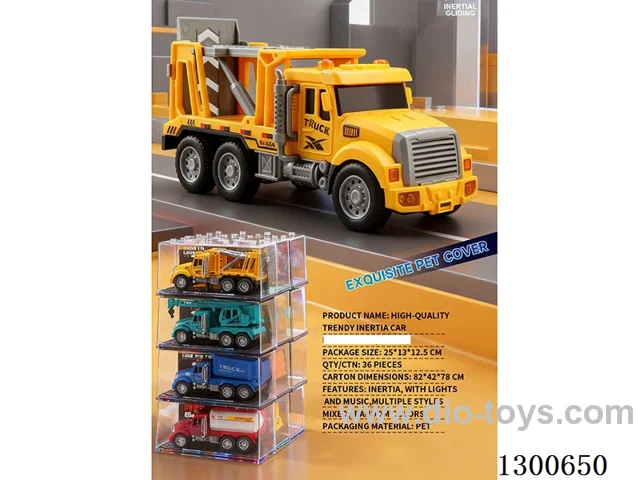 1:24 Construction Vehicle Trailer Inertia Car W L/M/openable door battery included