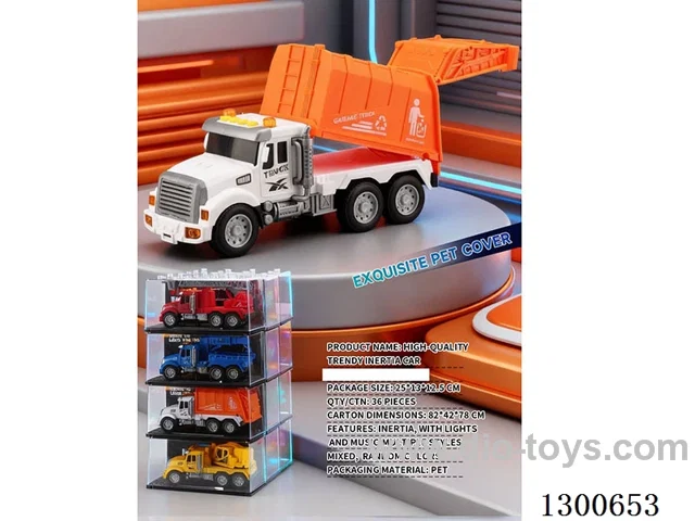 1:24 Construction Vehicle Garbage Truck (Inertia Car) W L/M/Openable Door, Battery Included