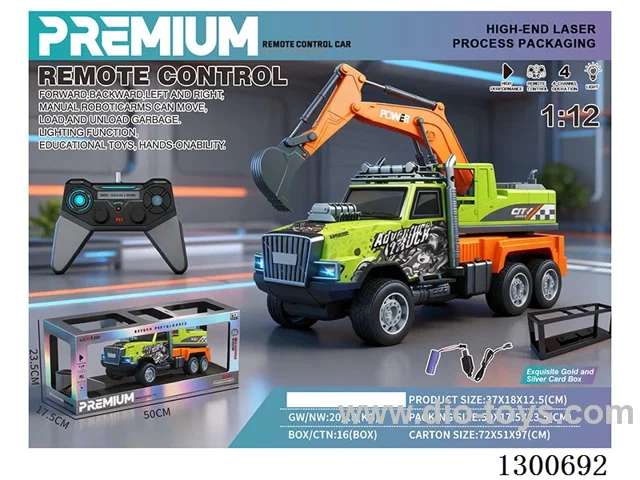 1:14 4ch RC PVC Excavator Construction Racer with Lights and Battery Included