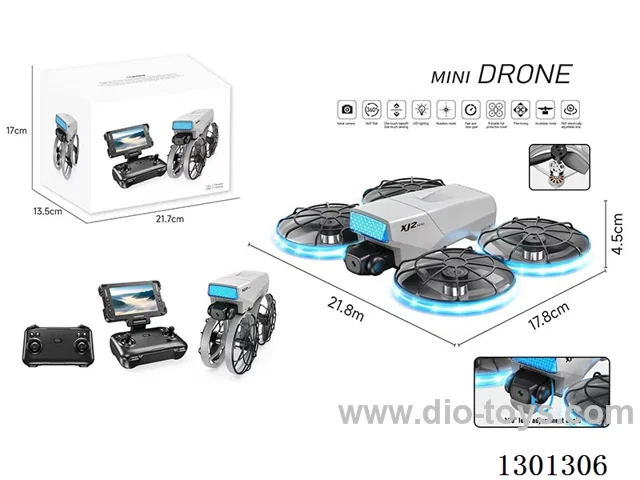 Foldable Drone with 480P Camera (Remote Control Features a 4.3-Inch Display)