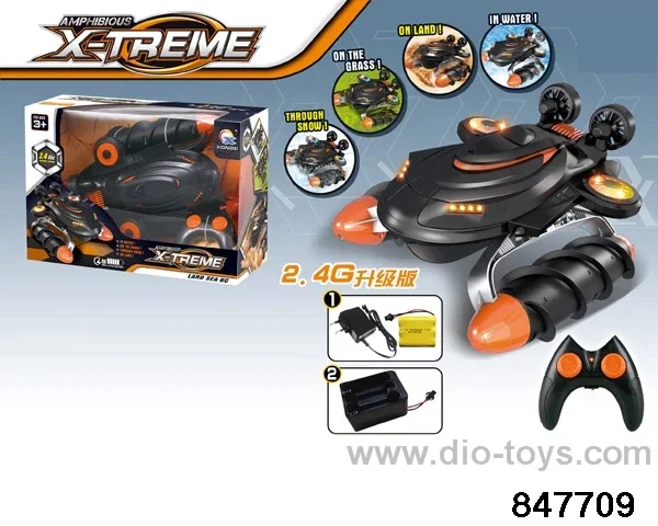 2.4G 8 ch rc four-wheel drive amphibious hovercraft with light in window box include charger