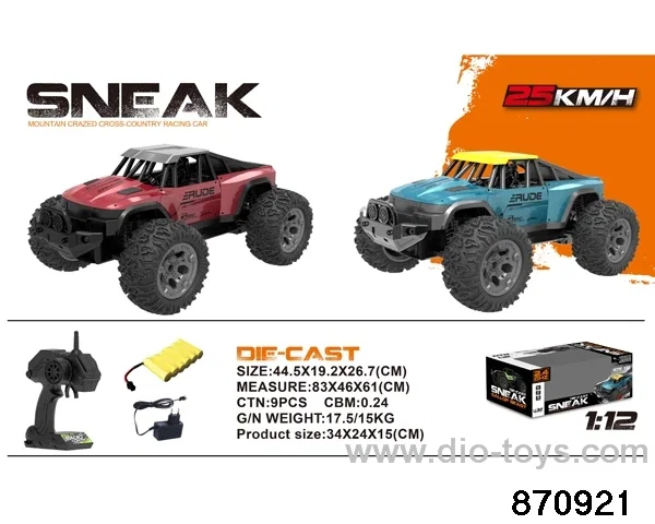 2.4G 1:12 rc die-cast off-road car in window box include battery