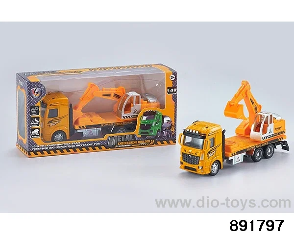 1:38 Pull back alloy excavator in window box
