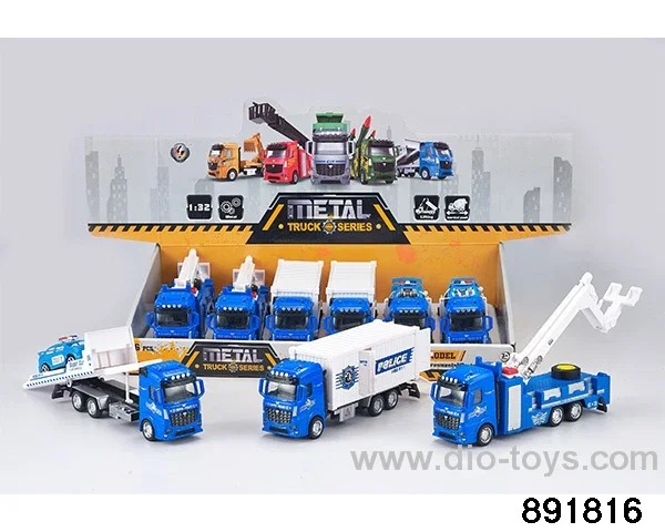 1:32 Pull back alloy rescue police car in display box