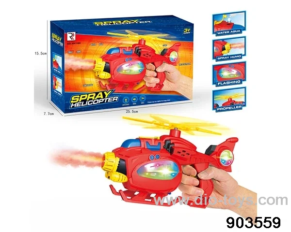 Light and music helicopter with spray not included battery