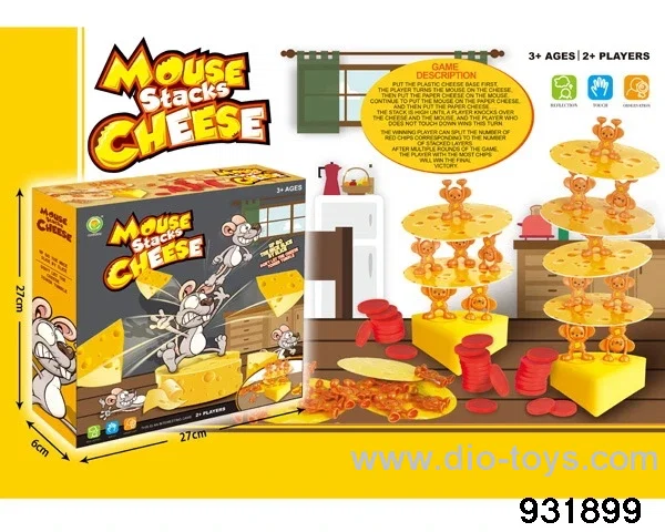 mouse stacks cheese in color box
