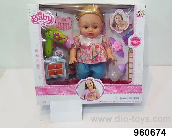 13inch Doll (will absorb water, pee with 13 sounds) in window box