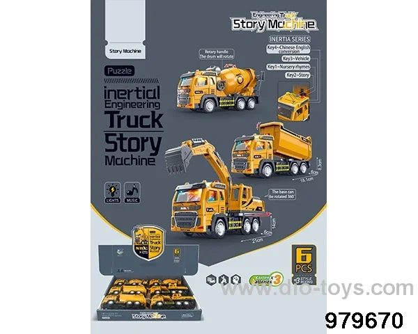 6PCS Inertia Engineering Vehicle Storyteller included battery