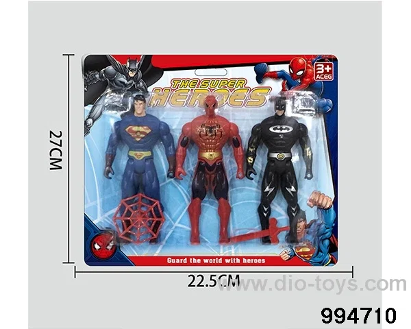 3pcs Spider-Man Batman Superman 16CM with lights in blister