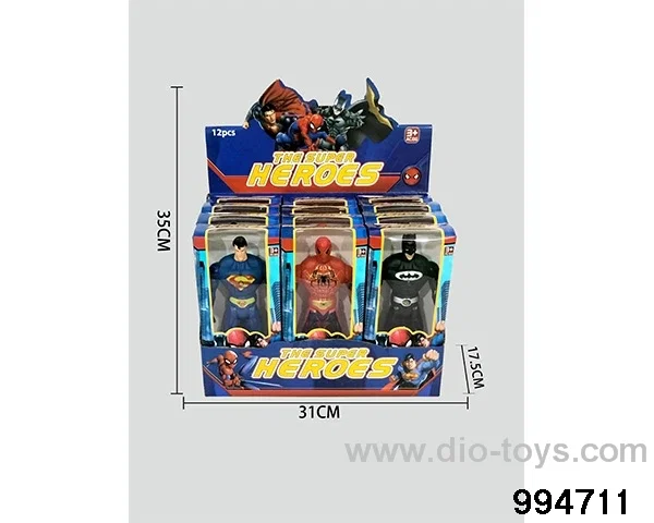 12pcs Spider-Man Batman Superman 16CM with lights in display box