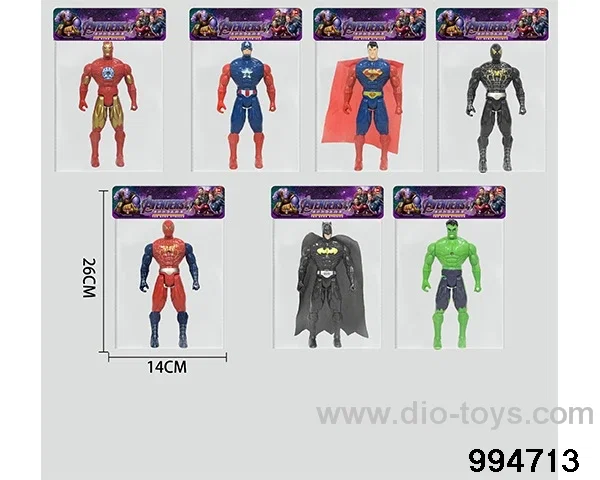 Spider-Man Batman Superman USA Captain Hulk Black Spider-Man Iron 21CM in PP bag with header