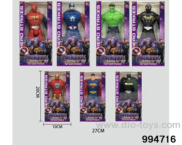 Spider-Man Batman Superman USA Captain Hulk Black Spider-Man Iron 21CM in opp bag