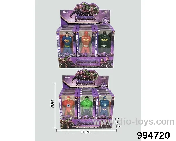 12pcs Spider-Man Batman Superman US Captain Hulk Iron Man 21CM in display box