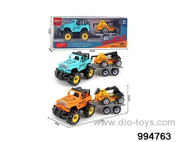 Inertia jeep towing taxiing engineering vehicle in window box