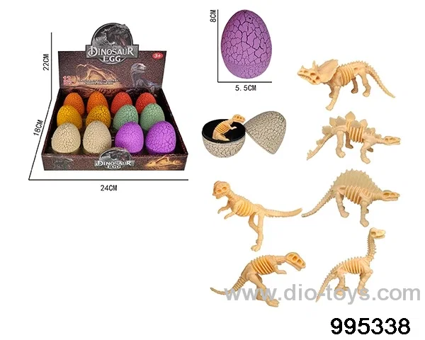 Cracked dinosaur eggs (6 mixed) in display box