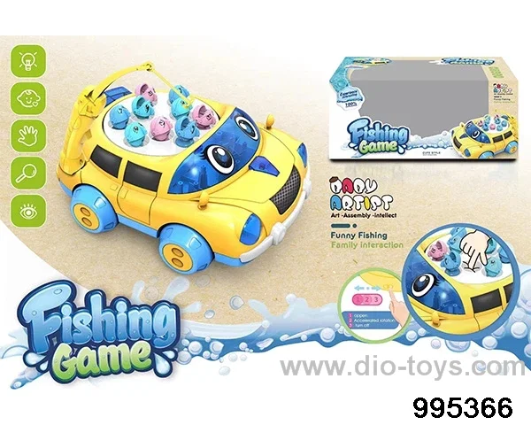 Car turntable fishing game with music in window box