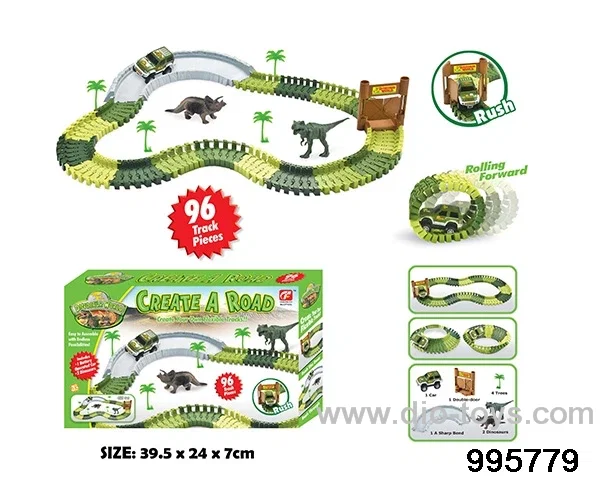 Electric dinosaur track in 96PCS color box