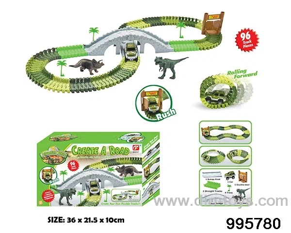 Electric dinosaur track in 96PCS color box