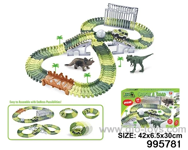 Electric dinosaur track in 144PCS color box