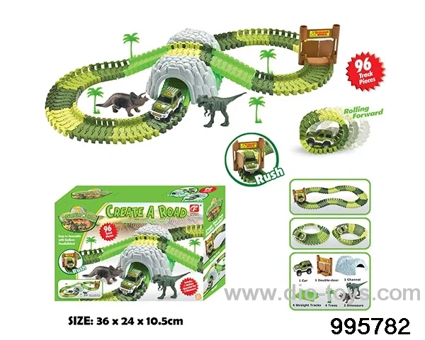Electric dinosaur track in 96PCS color box