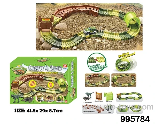 Electric dinosaur track in 96PCS color box
