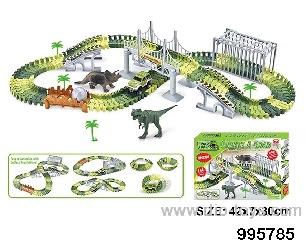 Electric dinosaur track in 144PCS color box