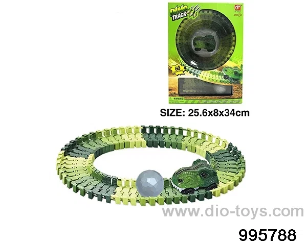 Electric dinosaur track in 60PCS window box