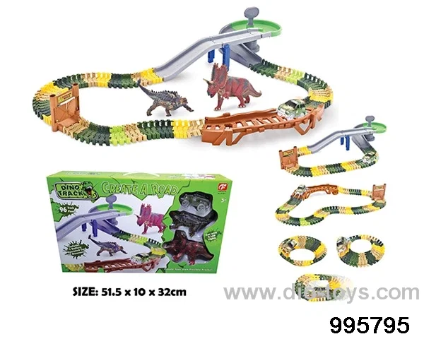 Electric dinosaur track in 96PCS window box