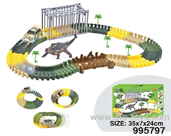 Electric dinosaur track in 96PCS color box