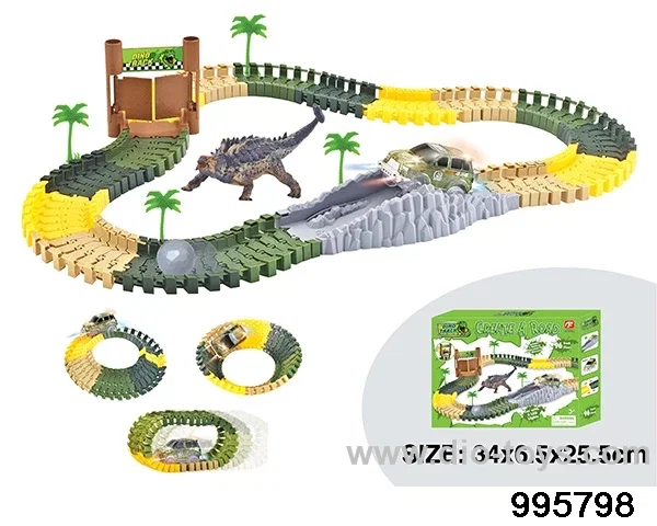Electric dinosaur track in 96PCS color box