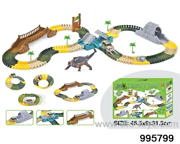 Electric dinosaur track in 144PCS color box