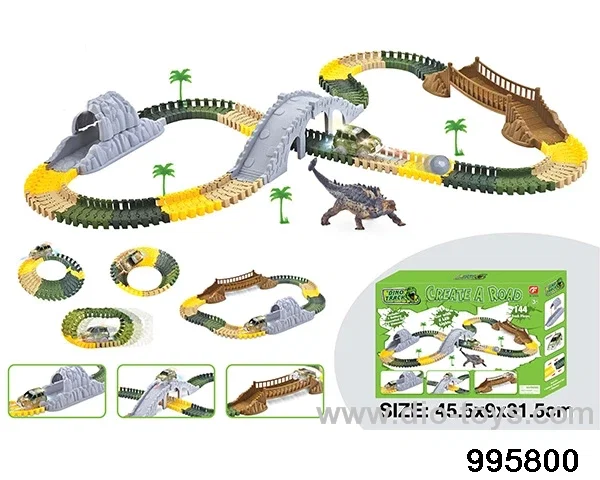 Electric dinosaur track in 144PCS color box