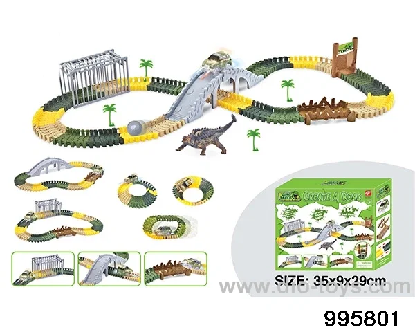 Electric dinosaur track in 144PCS color box
