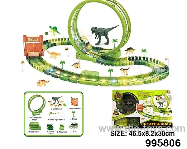Electric dinosaur track in 92PCS window box