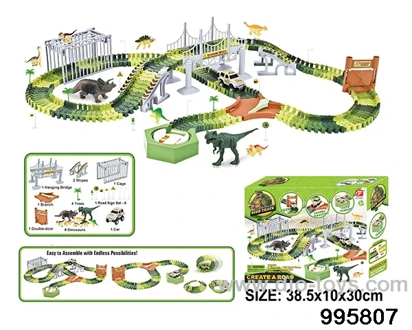Electric dinosaur track in 192PCS color box