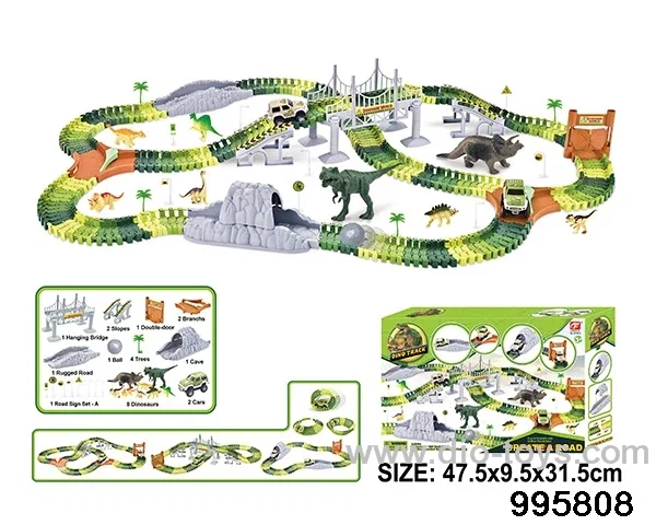 Electric dinosaur track in 240PCS color box