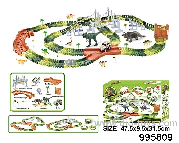Electric dinosaur track in 240PCS color box