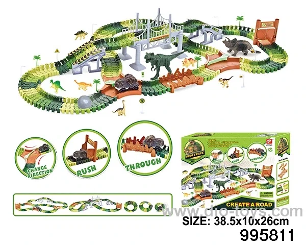 Electric dinosaur track in 216PCS color box