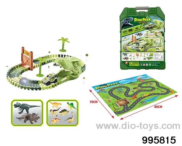Electric dinosaur track in 60PCS Hand box